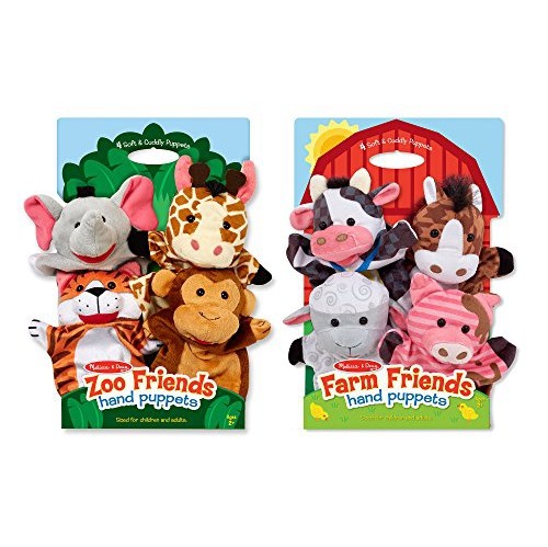 Melissa & Doug Animal Hand Puppets - Zoo Friends And Farm Friends