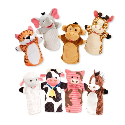 Melissa & Doug Animal Hand Puppets - Zoo Friends And Farm Friends