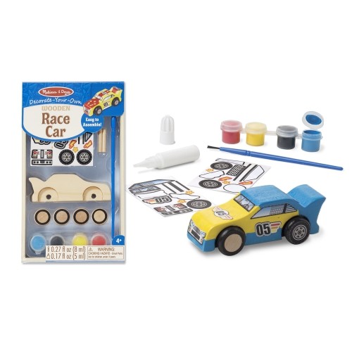 Melissa & Doug Decorate-Your-Own Wooden Craft Kits Set - Plane, Train, And Race Car