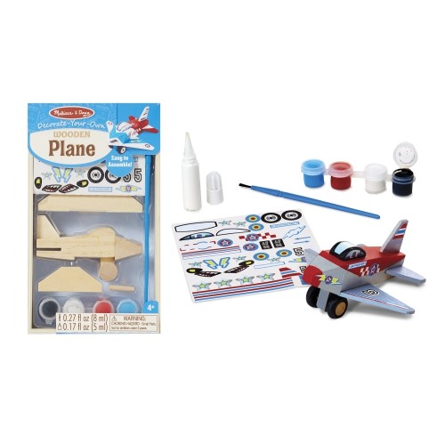 Melissa & Doug Decorate-Your-Own Wooden Craft Kits Set - Plane, Train, And Race Car