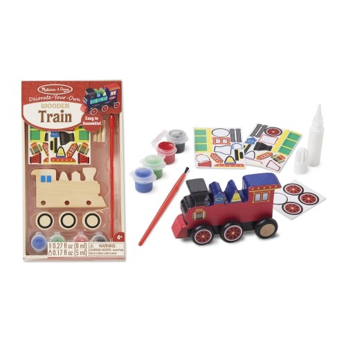 Melissa & Doug Decorate-Your-Own Wooden Craft Kits Set - Plane, Train, And Race Car