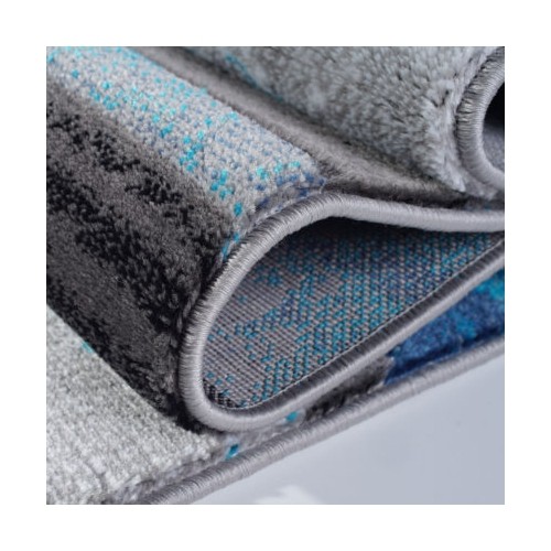 Ladole Rugs Geometric Turquoise Black Grey Polypropylene Area Rug Carpet, 7x10