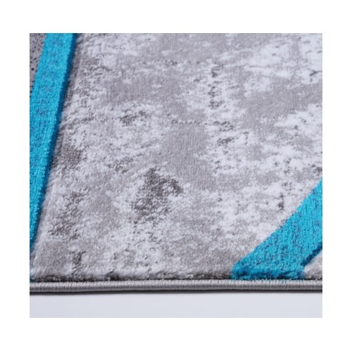 LA Dole Geometric Black Grey Blue Polypropylene Carpet 7'10" x 10'5" Rectangle Area Rug - Black/Grey/Blue