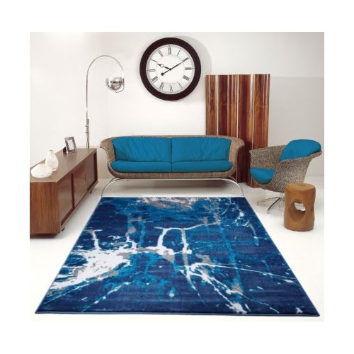 LA Dole Soft Contemporary Abstract Carpet 7'10" x 10'5" Rectangle Area Rug - Blue/Grey