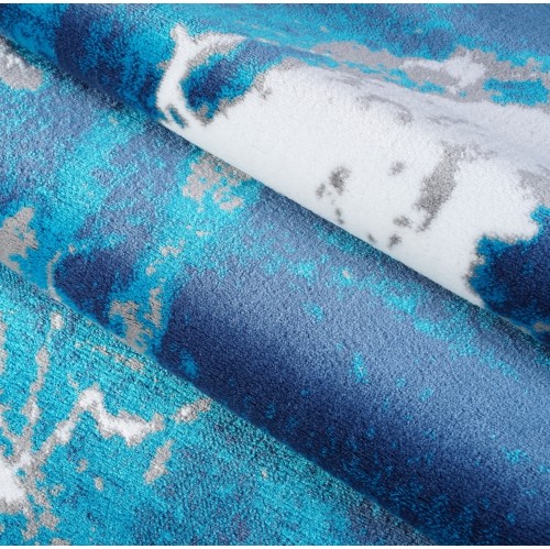 LA Dole Soft Contemporary Abstract Carpet 7'10" x 10'5" Rectangle Area Rug - Blue/Grey