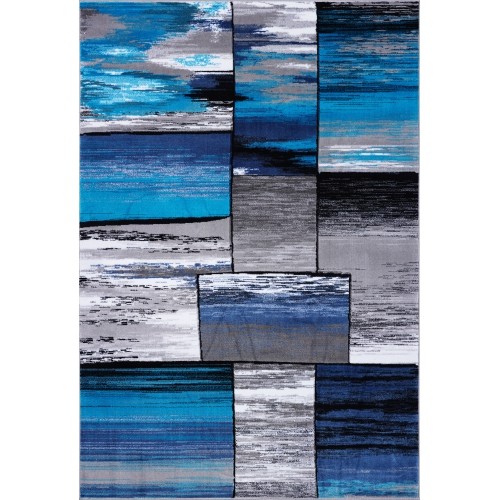 LA DOLE RUGS  Ladole Rugs Geometric Abstract Area Rug Carpet In Turquoise, 2'7" X 9'10" (80 Cm X 300 Cm) In Grey