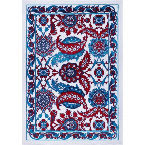 LA DOLE RUGS  La Dole Ornamental Pattern Carpet 5'3" X 7'6" Rectangle Area Rug - Blue/red
