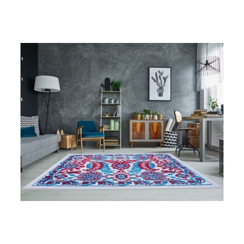 Ladole Rugs Ornamental Pattern Area Rug Carpet in Blue Red, 8x11