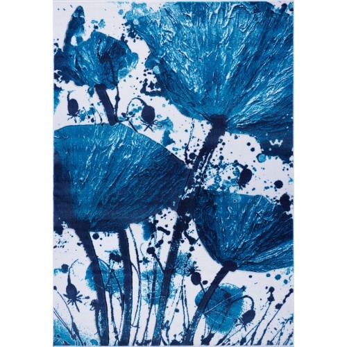 Ladole Rugs Poppy Flower Pattern Indoor Area Rug Carpet in Turquoise Blue, 8x11