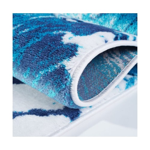 Ladole Rugs Poppy Flower Pattern Indoor Area Rug Carpet in Turquoise Blue, 8x11