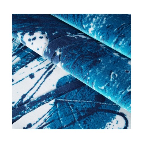 Ladole Rugs Poppy Flower Pattern Indoor Area Rug Carpet in Turquoise Blue, 8x11