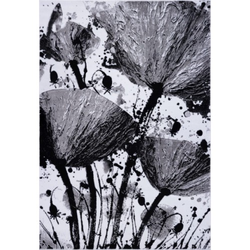 Ladole Rugs Poppy Floral Pattern Indoor Area Rug Carpet in Grey Black, 8x11