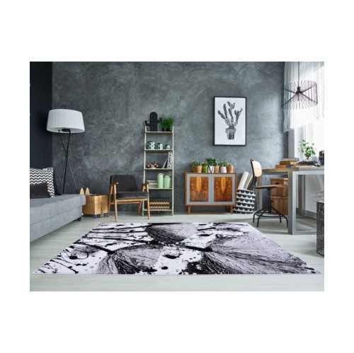 Ladole Rugs Poppy Floral Pattern Indoor Area Rug Carpet in Grey Black, 8x11