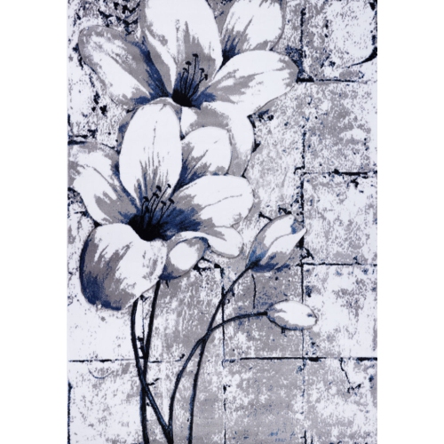 Ladole Rugs Beautiful Tulips Floral Pattern Area Rug Grey Blue, 7x10