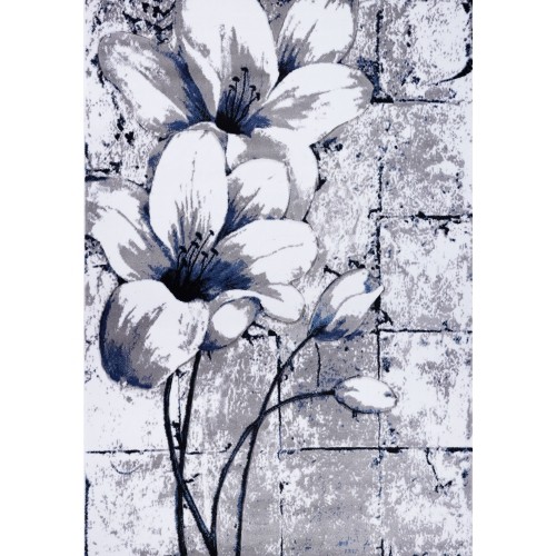 Ladole Rugs Beautiful Tulips Pattern Indoor Area Rug Carpet in Grey Blue, 8x11