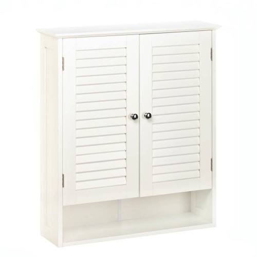Accent Plus Bathroom Decorative Nantucket Wooden Wall Cabinet - White