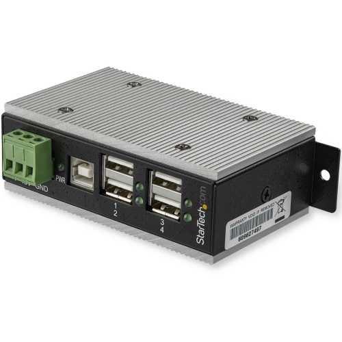 StarTech 4-Port Industrial USB 2.0 Hub with ESD Protection & 350W Surge Protection - Wall Mountable HB20A4AME