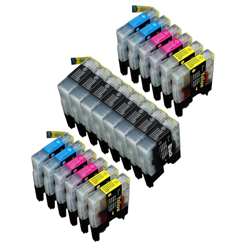 20 Pack Compatible Brother LC-61 , LC-65 8 Black, 4 Cyan, 4 Magenta, 4 Yellow for use with Brother MFC-J410, DCP-145C, DCP-165