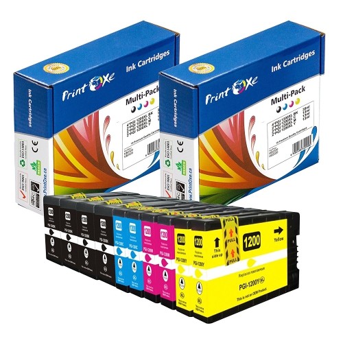 PrintOxe™ Compatible 10 Ink Cartridges for PGI-1200XL 2 Sets + 2 BK; 4 BK 9183B001 , 2 Cyan 9196B001 , 2 Magenta