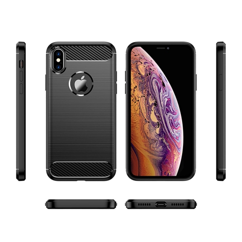 PANDACO Black Brushed Metal Case for iPhone X or iPhone XS