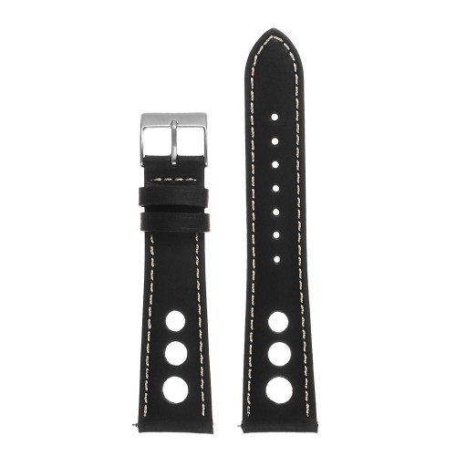 DASSARI  Carrera 24MM Distressed Leather Quick Release Gt Rally Racing Watch Band Strap In Black