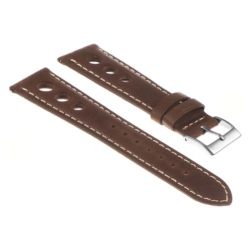DASSARI Carrera 24mm Brown Distressed Leather Quick Release GT Rally Racing Watch Band Strap