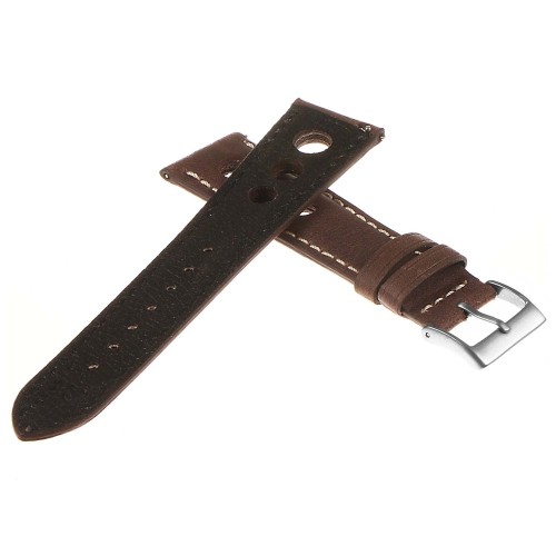 DASSARI Carrera 24mm Brown Distressed Leather Quick Release GT Rally Racing Watch Band Strap