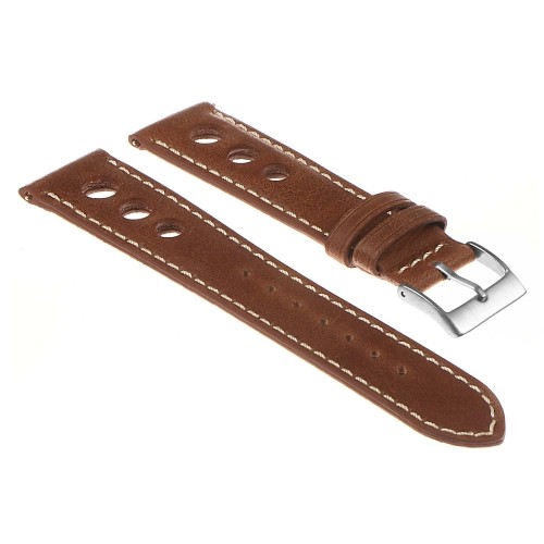 DASSARI Carrera 21mm Tan Distressed Leather Quick Release GT Rally Racing Watch Band Strap