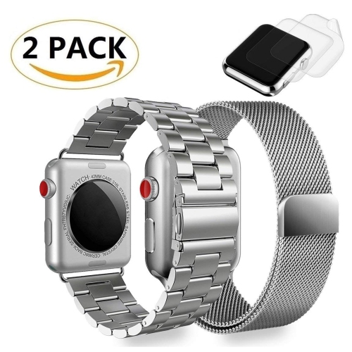 (2 Pack) Watch Band 42mm 44mm Milanese Loop Stainless
