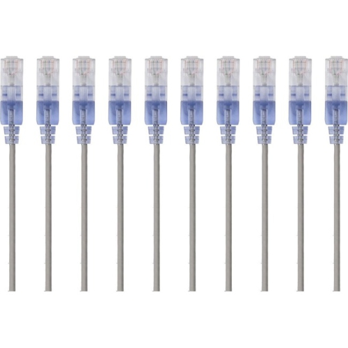 MONOPRICE INC  Monoprice 10-Pack, Slimrun Cat6A Ethernet Network Patch Cable, 14Ft In Gray