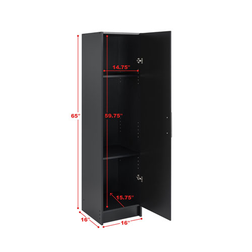 Elite Home Storage 65" 2-Shelf Wood Cabinet with Door - Black