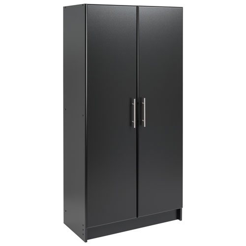 Elite Home Storage 32" 3-Shelf Wood Cabinet with Doors - Black
