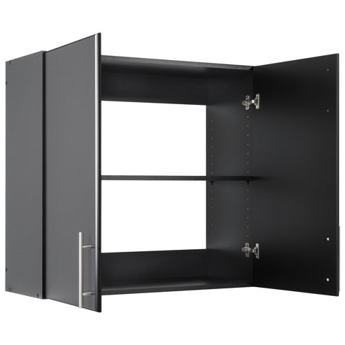 Elite Home Storage 30" 1-Shelf Wood Wall Cabinet with Doors - Black