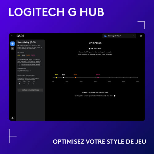 Souris de jeu optique sans fil de 12000 ppp G305 de Logitech