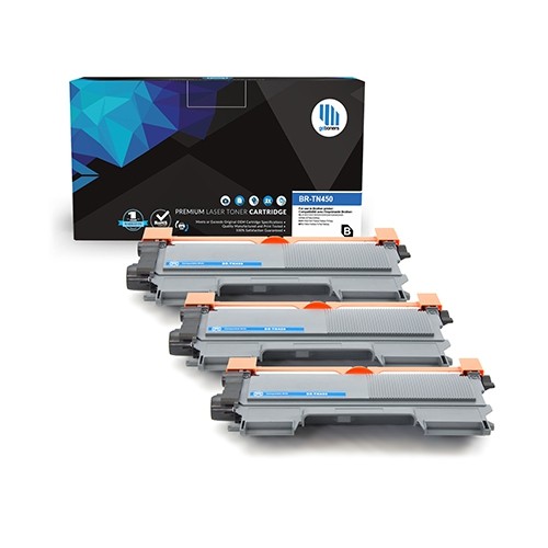 GOTONERS  3Pk Brother New Compatible Tn-450 Bk High Yield Toner Hl-2130/2210/2240, Mfc-7360/7460/7860, Dcp-7055/7060 In Black