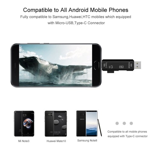 axGear USB / USB Type C 3.1 / MicroUSB External Micro SD Card Reader OTG Adapter