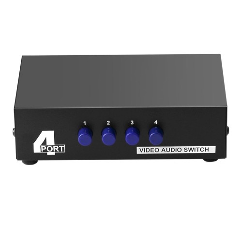 axGear axGear AV Switch Box Composite Selector 4 Port RCA Audio Video 4 In 1 Out To TV