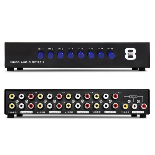 axGear AV Switch Box Composite Selector 8 Port RCA Audio Video 8 In 1 Out To TV