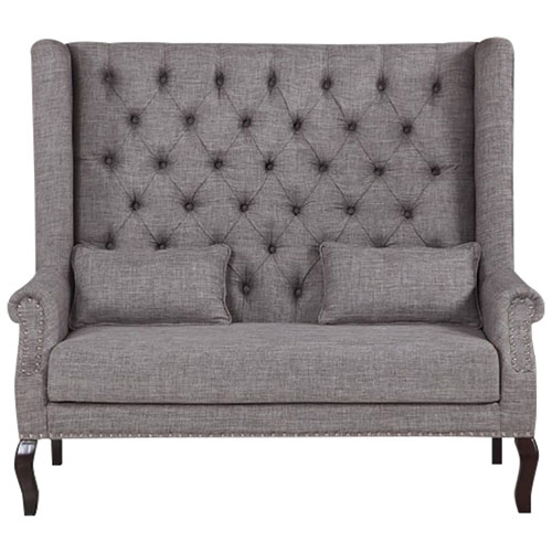 Brassex Fabric Tufted Accent Loveseat - Grey