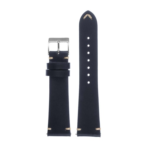 DASSARI 22mm Blue Hand-Stitched Quick Release Mens Leather Watch Band Strap