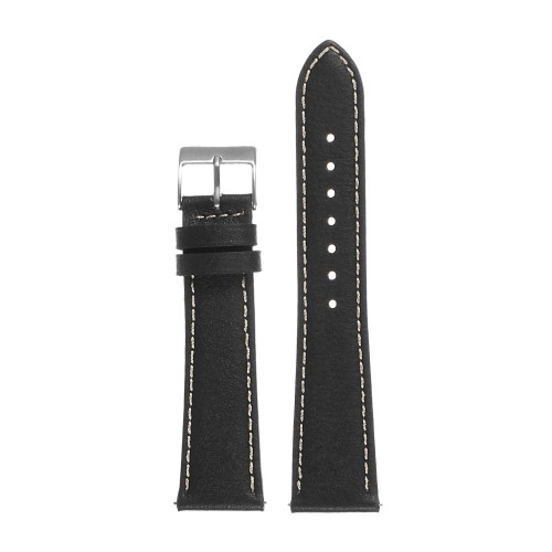 DASSARI 22mm Black Classic Pebbled Leather Quick Release Mens Watch Band Strap