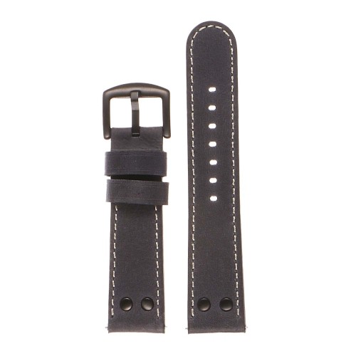 DASSARI  22MM Vintage Leather Pilot Quick Release Watch Band Strap W/ Matte Black Rivets And Buckle In Blue