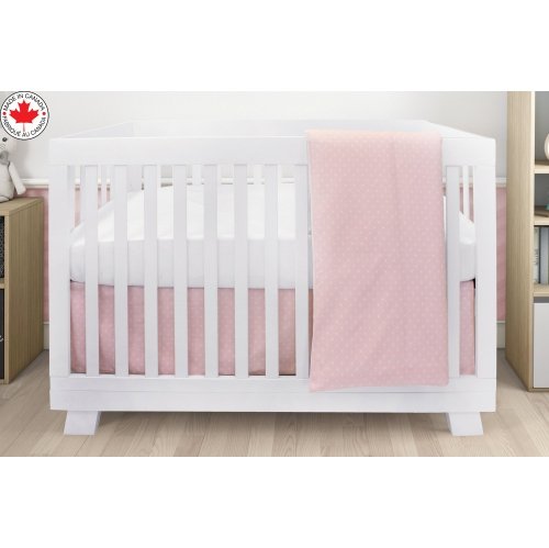Bebelelo Baby Crib Bedding For Girls And Boys, Pink and White Stars Design - 4-Piece Set