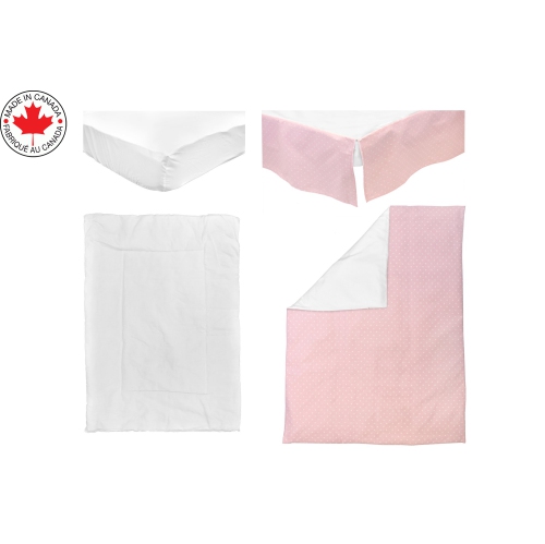 Bebelelo Baby Crib Bedding For Girls And Boys, Pink and White Stars Design - 4-Piece Set