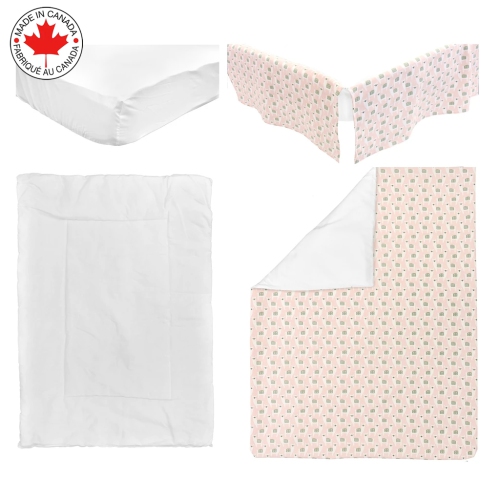 Bebelelo Baby Crib Bedding For Girls And Boys, Green and Pink Llama Design - 4-Piece Set