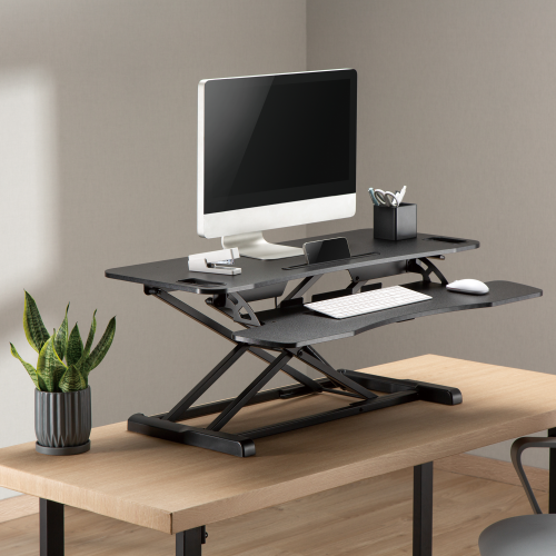 Standing Desk Riser, Extra Wide Version, High Lift Capacity, Height Adjustable From Sit to Stand Positions