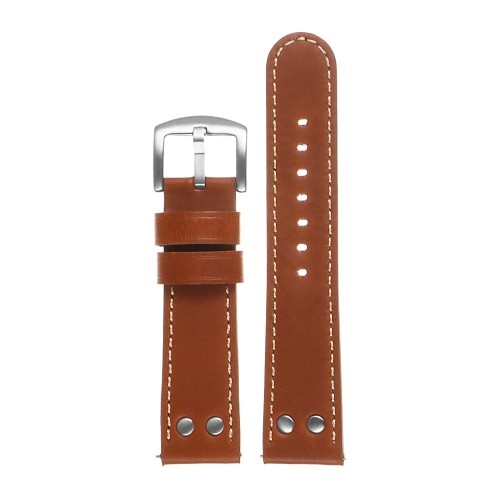 DASSARI 24mm Tan Pilot Quick Release Leather Watch Band Strap w/ Rivets