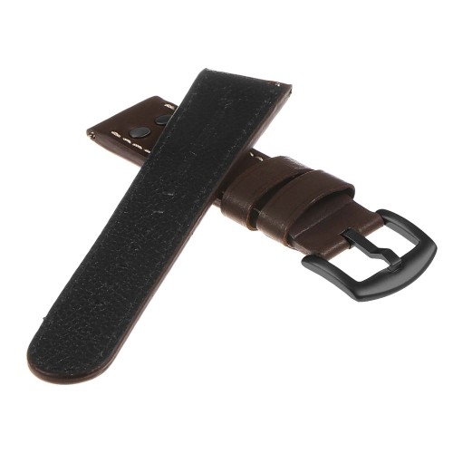 DASSARI 18mm Brown Pilot Quick Release Leather Watch Band Strap w/ Black Rivets