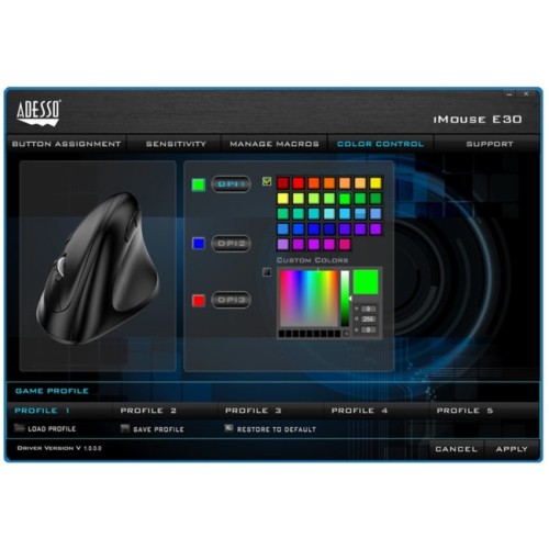 Adesso 2400 dpi Wireless Optical Mouse - Black -