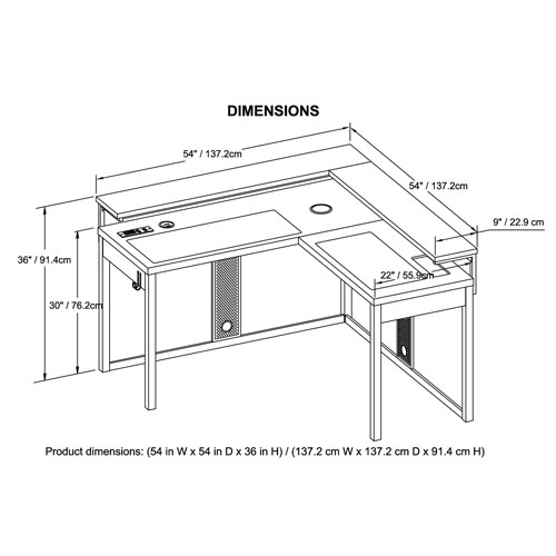 Z Line Designs Series 1 1 L Shaped Gaming Desk With Wireless